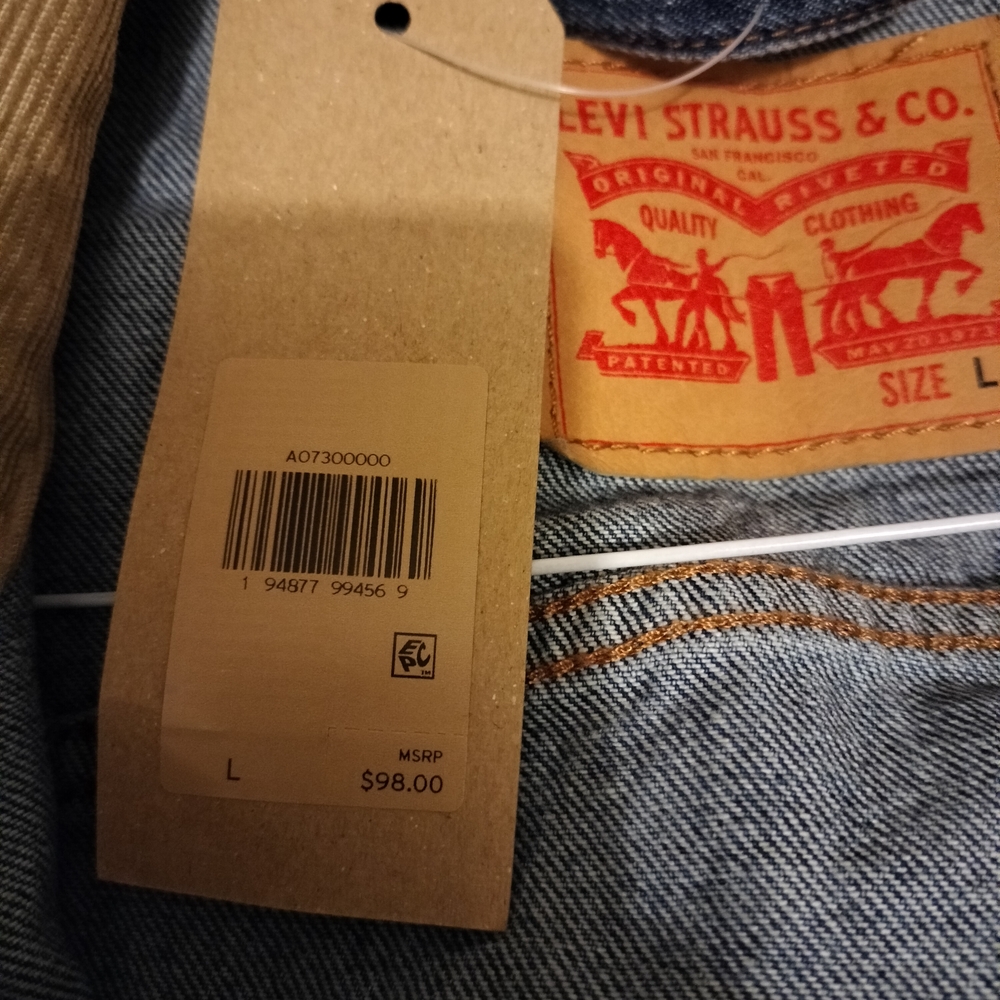 Levi's Medium Blue Denim Jacket with Tan Corduroy Collar - Picture 2 of 3